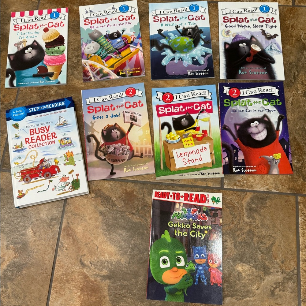 Kids I Can Read Books #1 and #2 Splat the Cat, PJ Mask, Readers